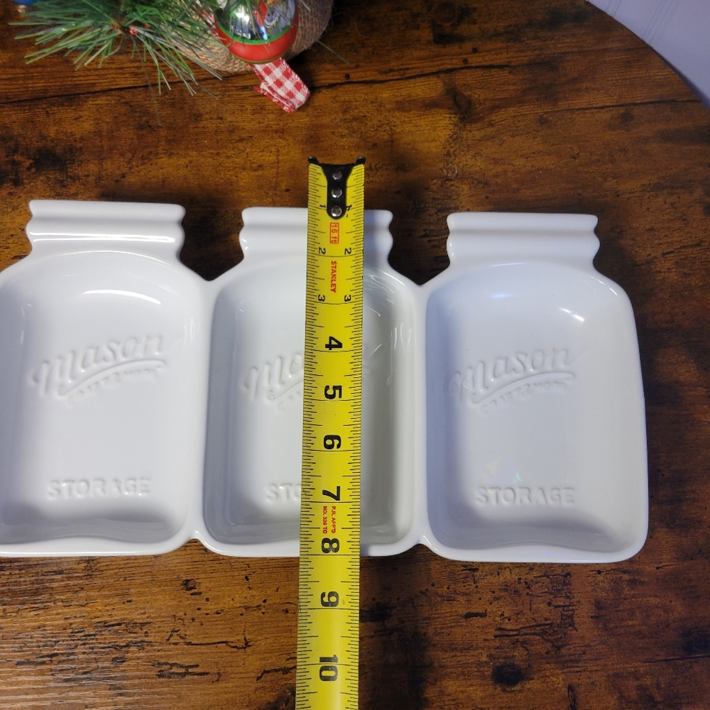 Mason Craft &More 3 sectional stoneware Tray-white - Picture 5 of 8